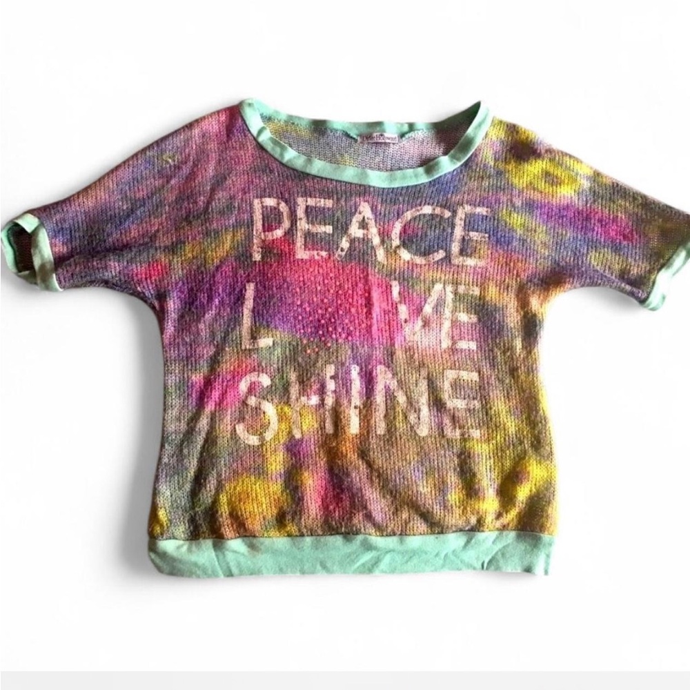 GIRLS DIRTEE HOLLYWOOD SHORT SLEEVE TIE DYE SWEATER GIRLS SMALL